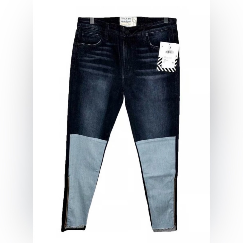 NWT Free People x Sandrine Rose Color Block Ankle Zipper Skinny Jeans - Picture 3 of 14